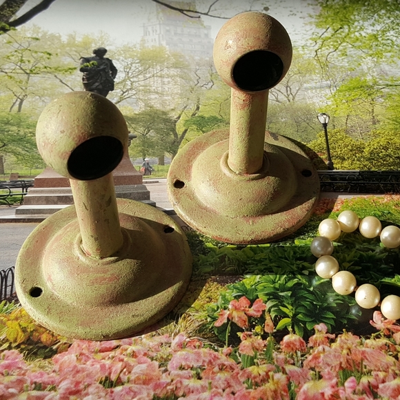 Towel Bar Posts 1930s Towel Rod Holders Vintage Metal - Picture 1 of 5